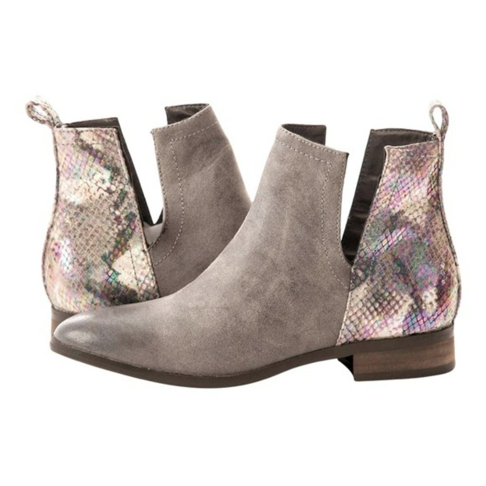 Coconuts by Matisse Maverick Iridescent Snakeskin & Grey / Tan Bootie Women's 8